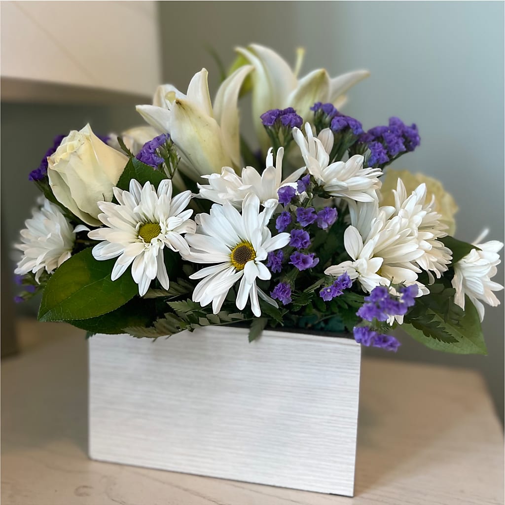 Beyond Blue Box Bouquet – Flowers By Elena, Methuen MA