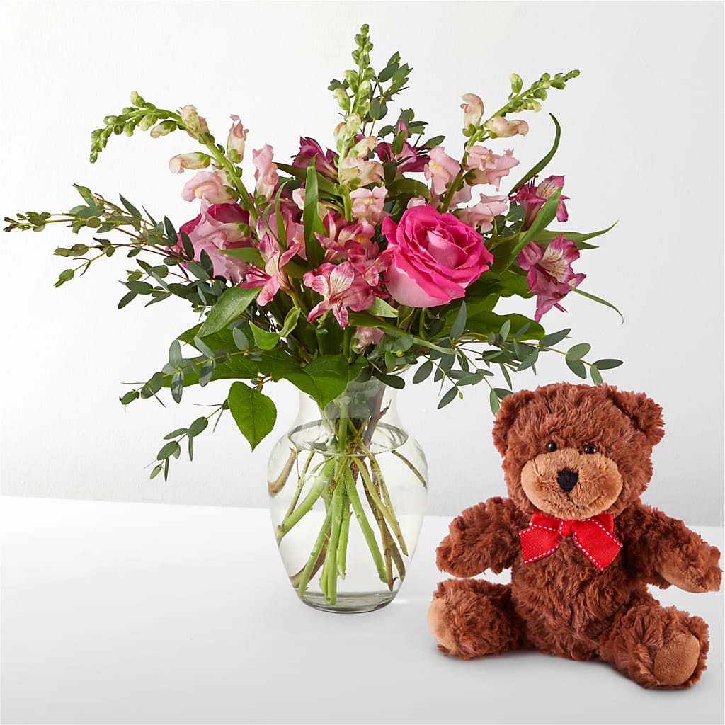 Happily Ever After Bouquet & Bear Set – Flowers By Elena, Methuen MA