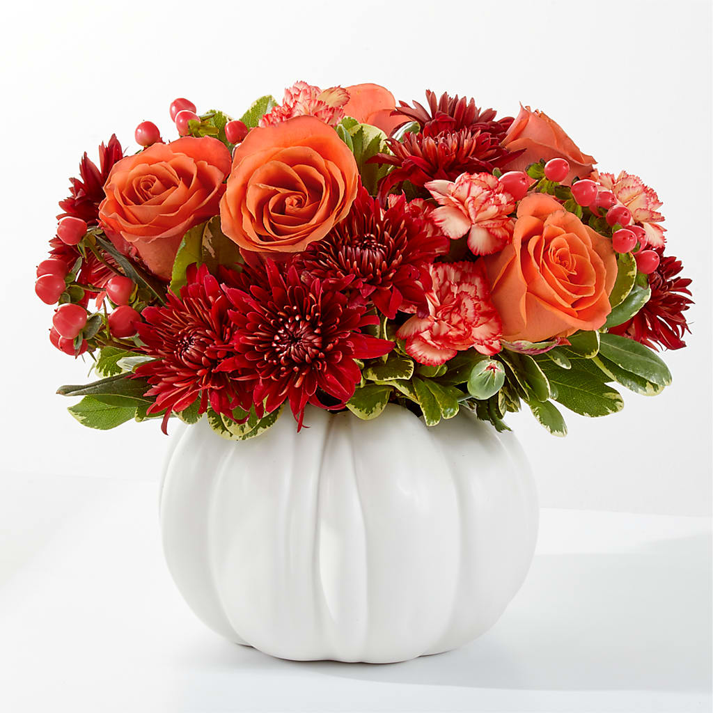 Autumn Air Pumpkin Bouquet – Flowers By Elena, Methuen MA