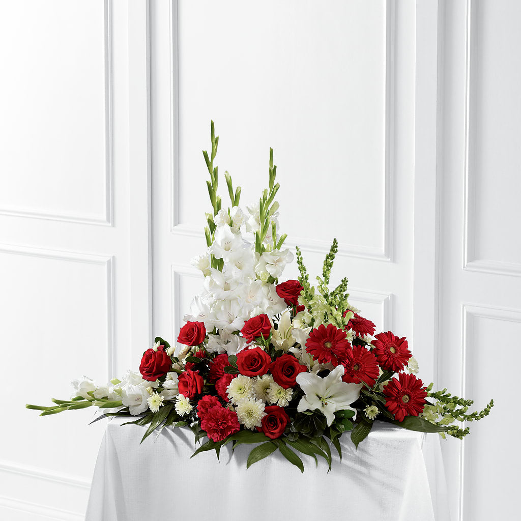 Crimson & White Arrangement – Flowers By Elena, Methuen MA