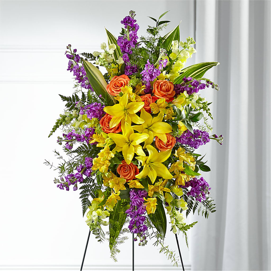 Thoughtful Prayers Standing Spray – Flowers By Elena, Methuen MA