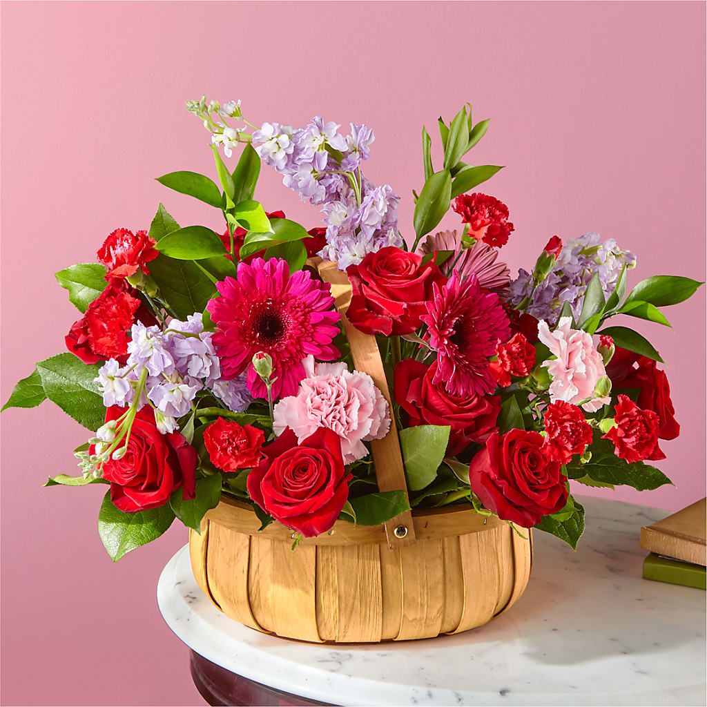 Pink Picnic Basket – Flowers By Elena, Methuen MA