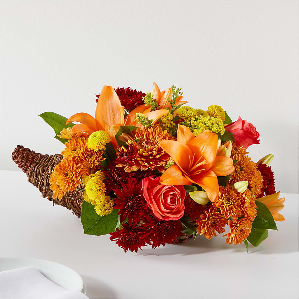 Bouquet of Blessings Cornucopia – Flowers By Elena, Methuen MA
