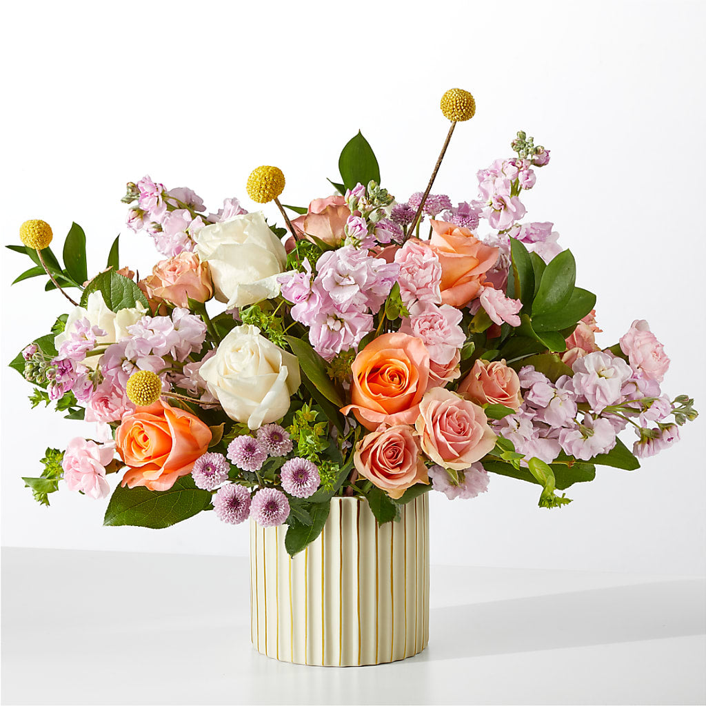 French Market Bouquet with Ivory Vase – Flowers By Elena, Methuen MA