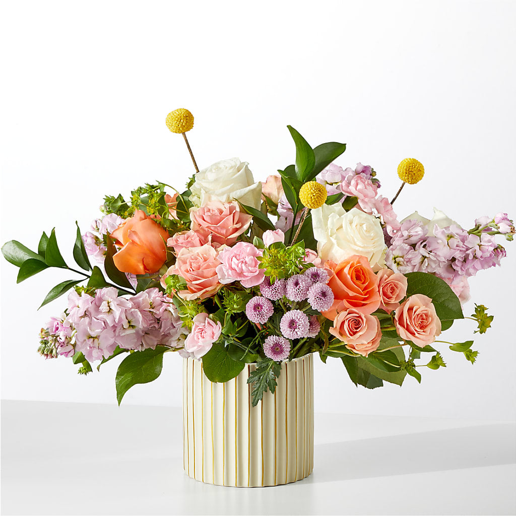 French Market Bouquet with Ivory Vase – Flowers By Elena, Methuen MA