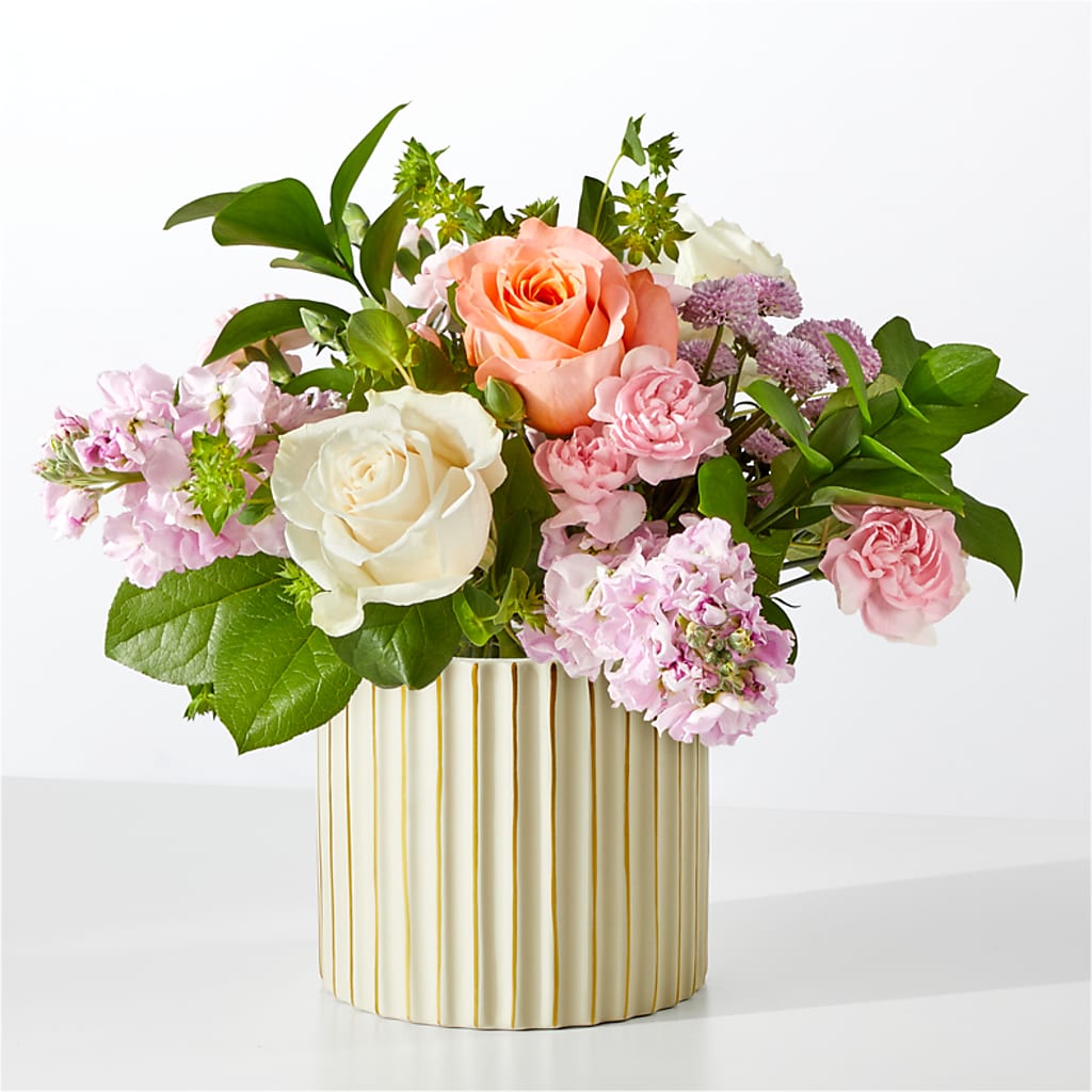 French Market Bouquet with Ivory Vase – Flowers By Elena, Methuen MA