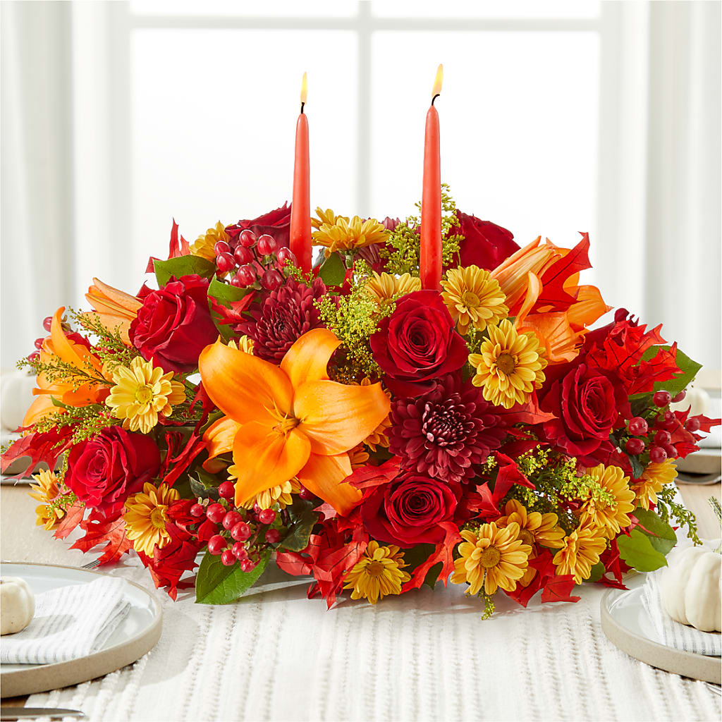 Autumn's Embrace Centerpiece – Flowers By Elena, Methuen MA