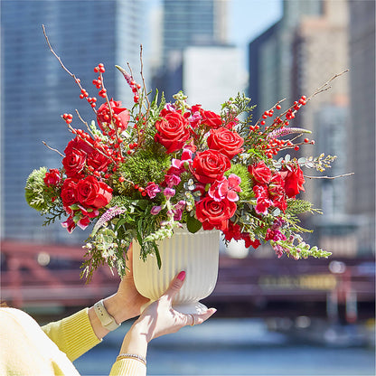 Big Red Bow Bouquet –  Flowers By Elena, Methuen MA