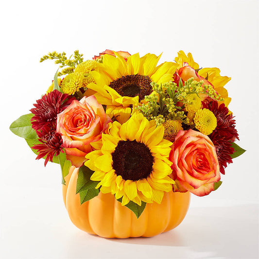 Golden Gourd Pumpkin Bouquet –  Flowers By Elena, Methuen MA