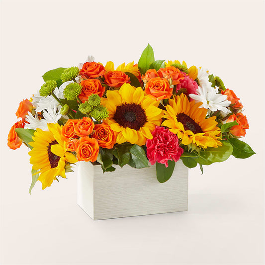 Sun-drenched Blooms Box Bouquet –  Flowers By Elena, Methuen MA