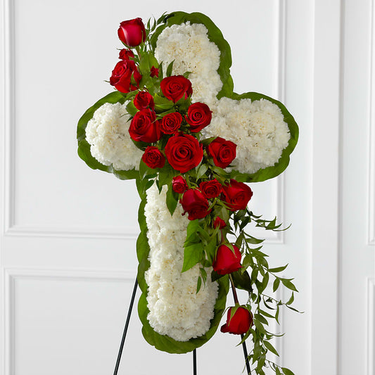 Floral Cross Easel –  Flowers By Elena, Methuen MA