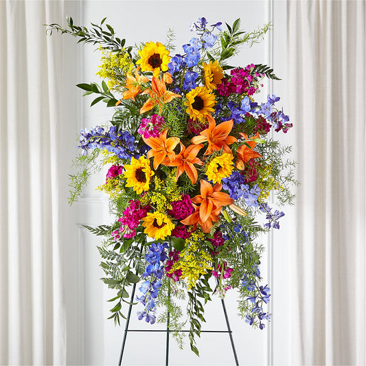 Sunlit Memories Standing Spray (Standard) –  Flowers By Elena, Methuen MA