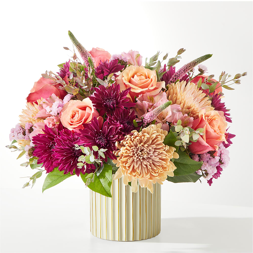 Berry Cobbler Bouquet with Ivory Vase –  Flowers By Elena, Methuen MA
