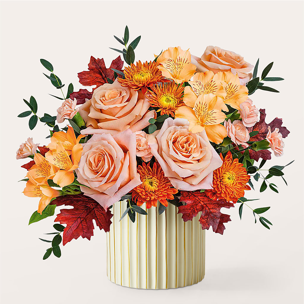 Spiced Latte Bouquet with Ivory Vase –  Flowers By Elena, Methuen MA