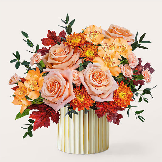 Spiced Latte Bouquet with Ivory Vase –  Flowers By Elena, Methuen MA