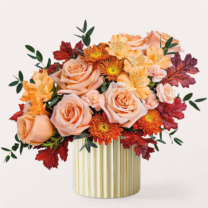 Spiced Latte Bouquet with Ivory Vase –  Flowers By Elena, Methuen MA