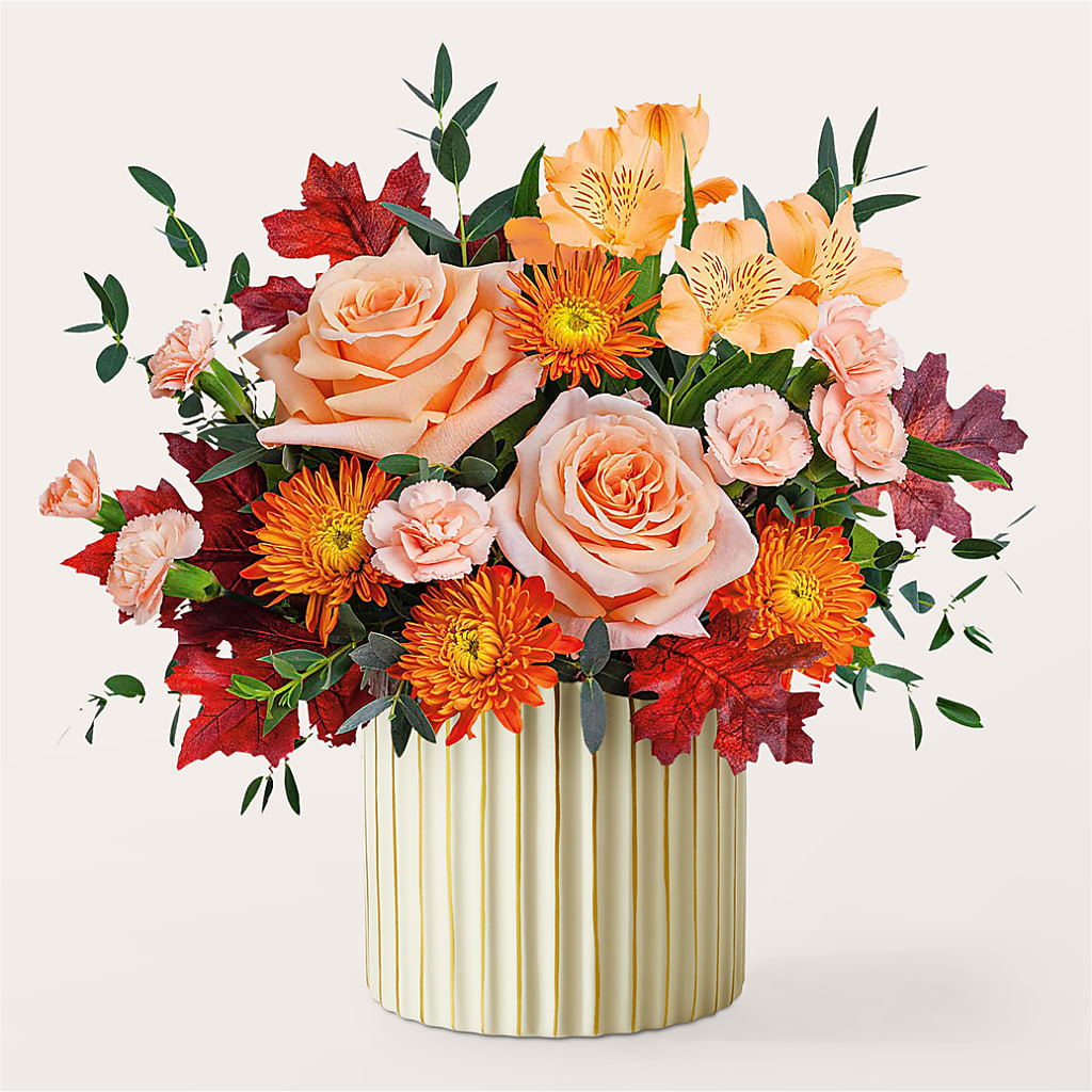 Spiced Latte Bouquet with Ivory Vase –  Flowers By Elena, Methuen MA