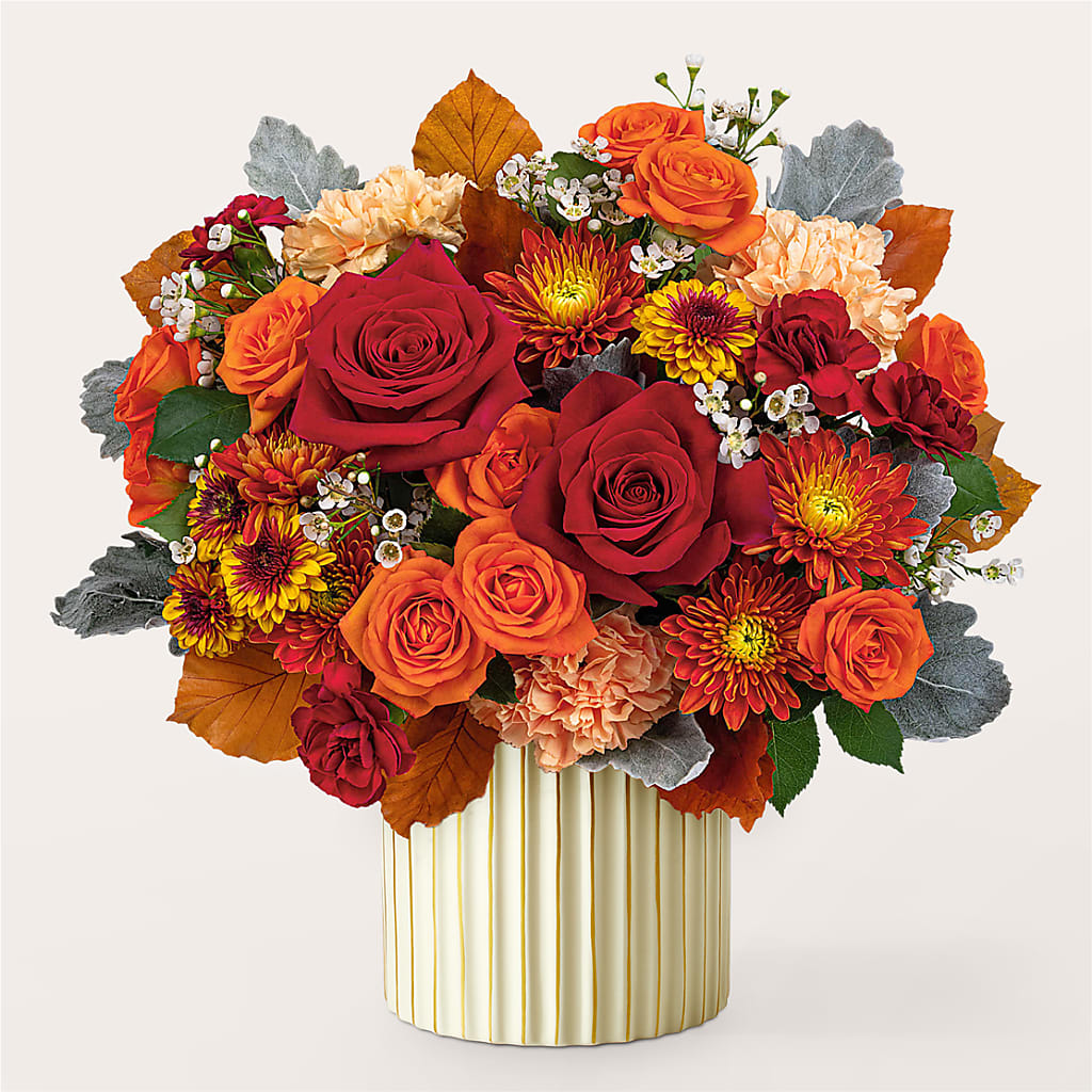 Merlot Bouquet with Ivory Vase –  Flowers By Elena, Methuen MA