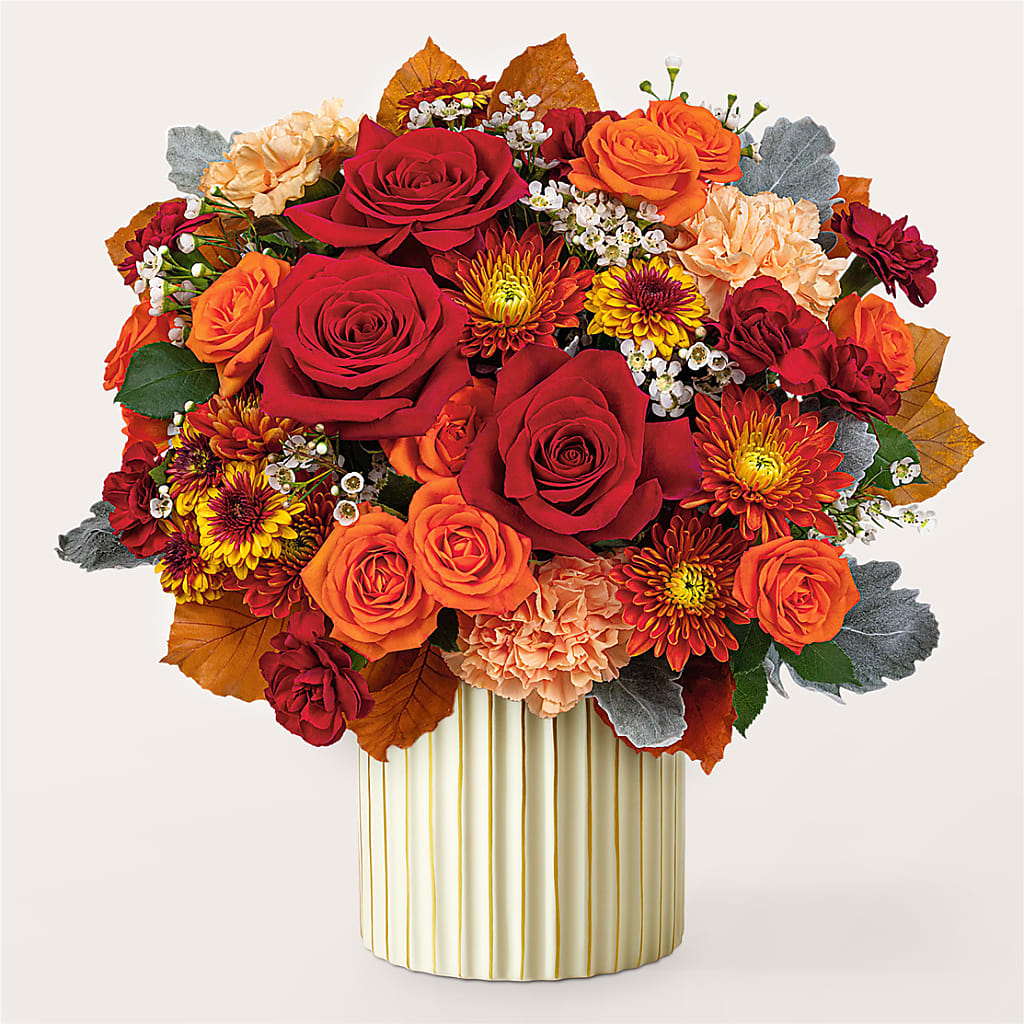 Merlot Bouquet with Ivory Vase –  Flowers By Elena, Methuen MA