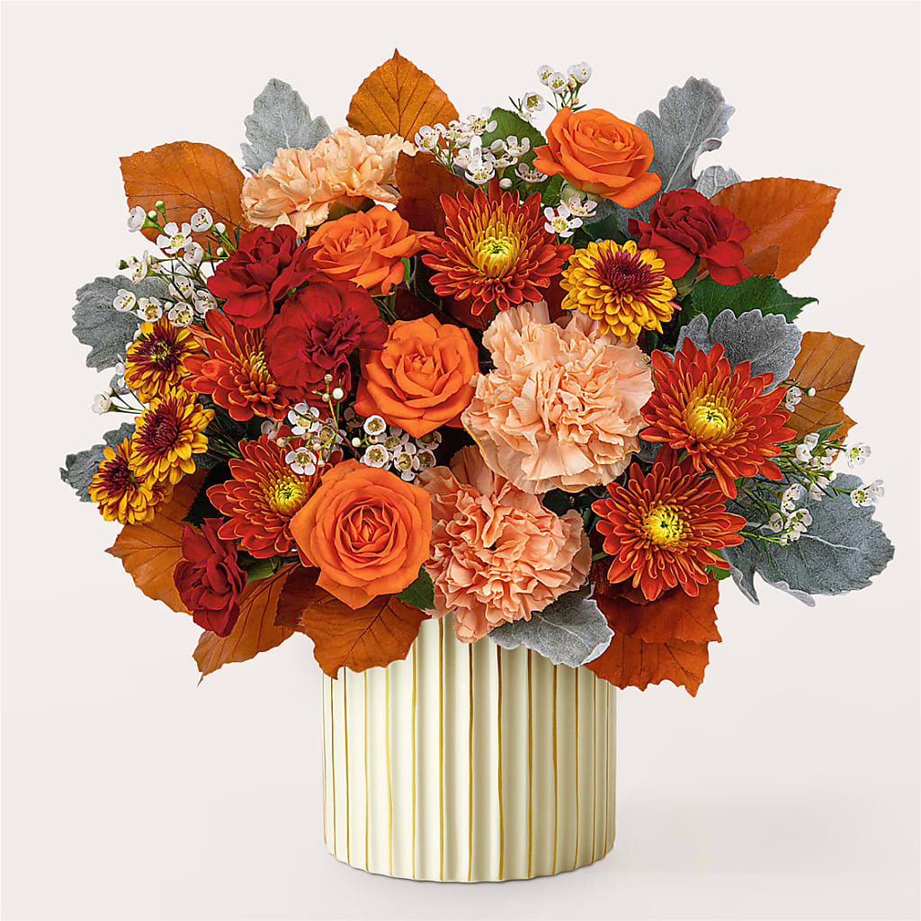 Merlot Bouquet with Ivory Vase –  Flowers By Elena, Methuen MA