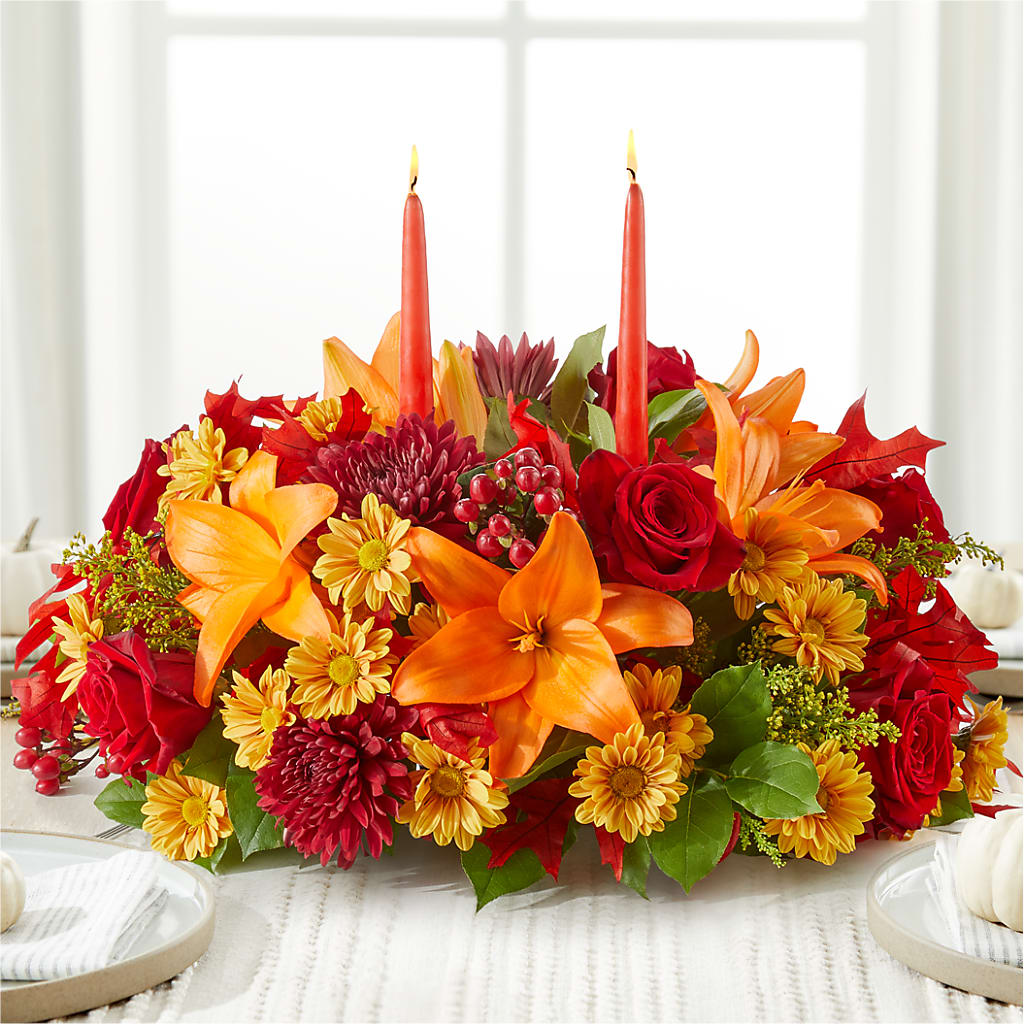 Autumn's Embrace Centerpiece –  Flowers By Elena, Methuen MA