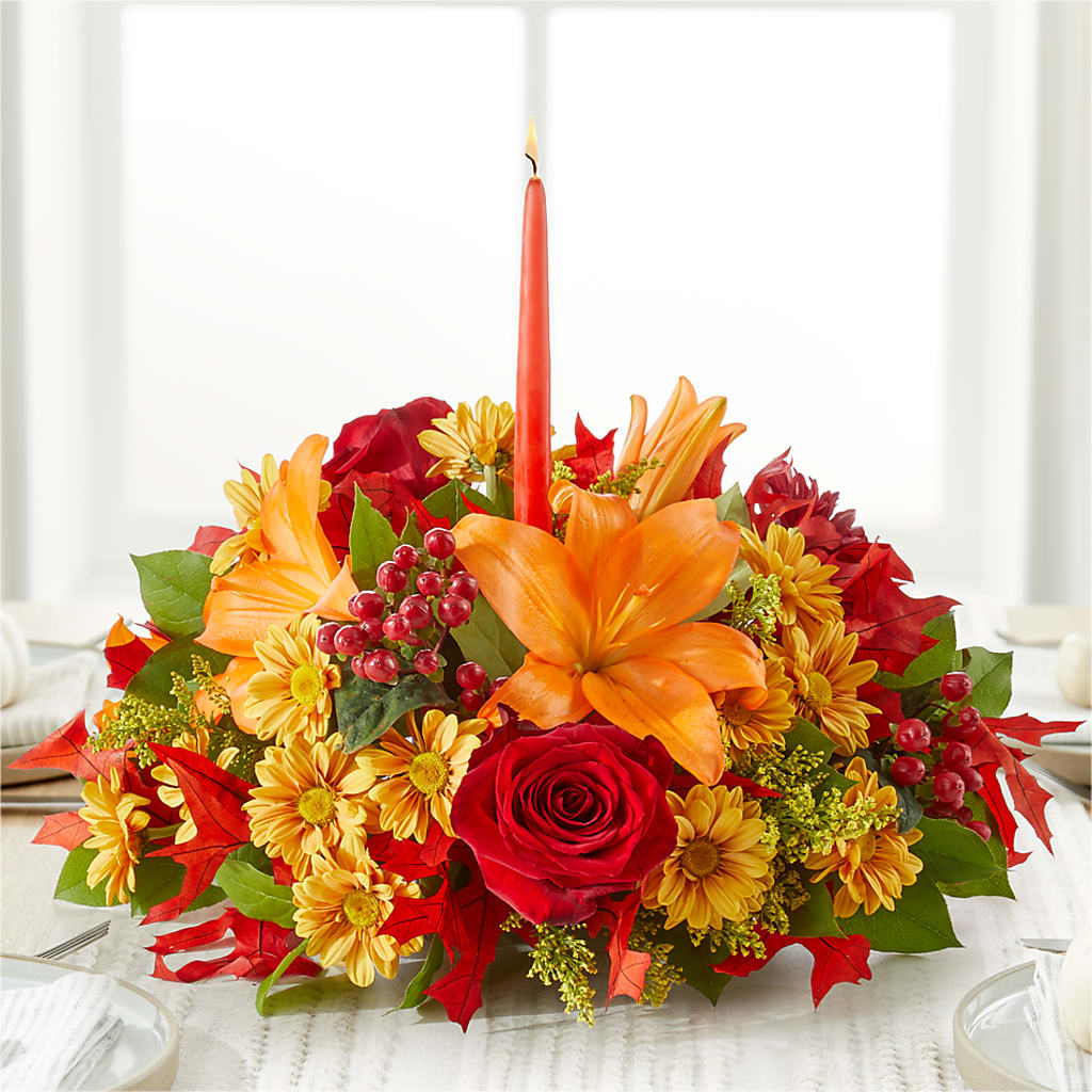 Autumn's Embrace Centerpiece –  Flowers By Elena, Methuen MA