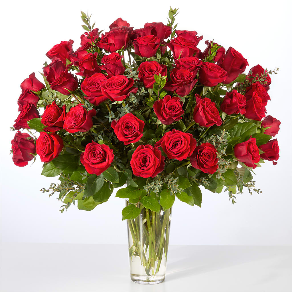 Forever Yours Fifty Stem Red Rose Bouquet –  Flowers By Elena, Methuen MA